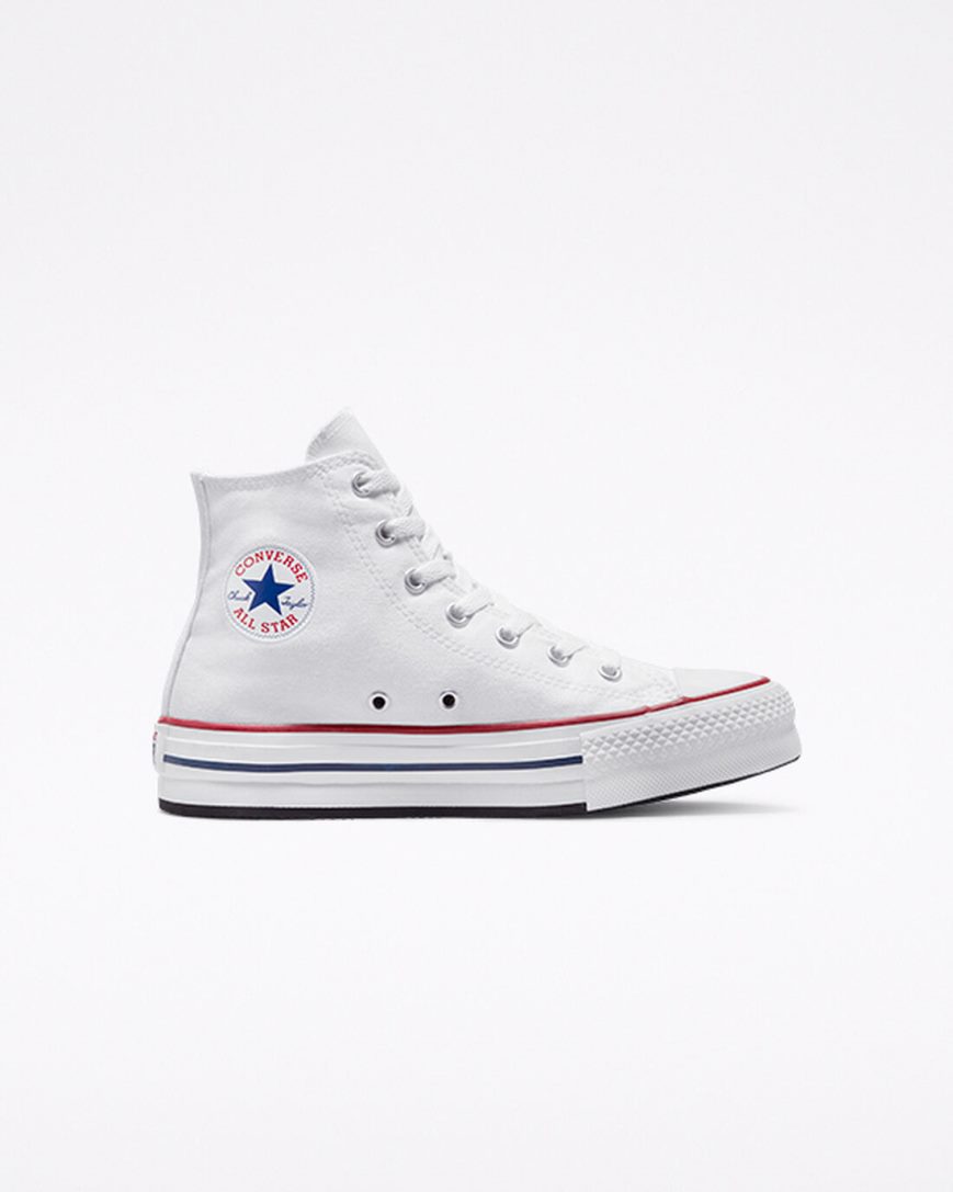 Topanky Na Platforme Converse Chuck Taylor All Star Lift Vysoke Dievcenske Biele Tmavo Červené Námornícka Modrá | SK QOEJU9